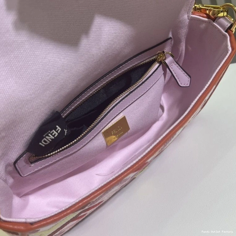 Vintage HOT Multi Baguette Bag FF Canvas Fendi Pink Medium In Motif 0811